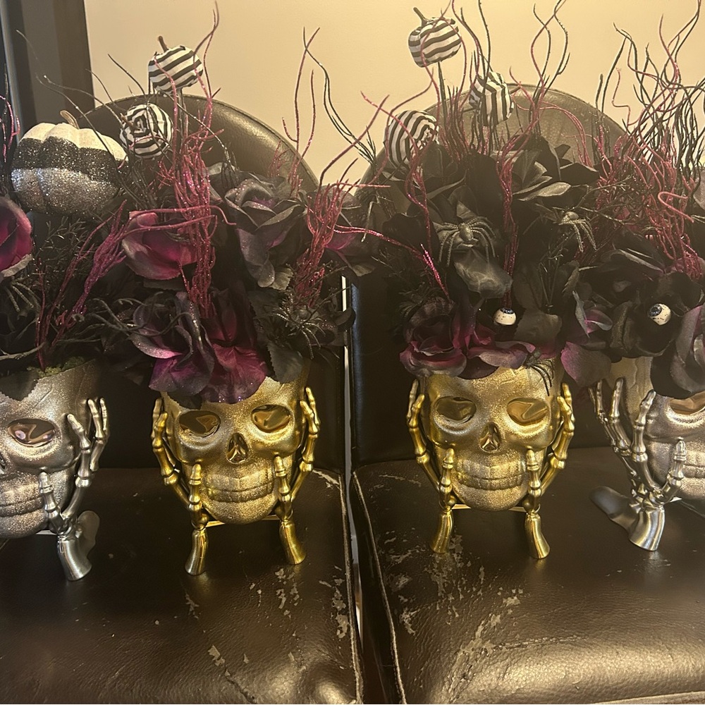 Gold and Silver Skull Holiday Ornament